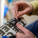 Rebecca Brown working in her studio 2019